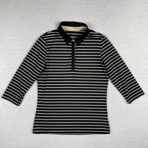 Tail Shirt Womens Medium Black Gold Striped 3/4 Sleeve Golfer Preppy Casual Top